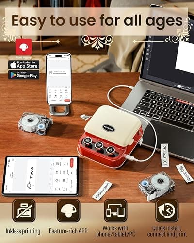 Phomemo P15 Ribbon Label Printer, Custom Text/Icon Mini Bluetooth Portable Label Maker Machine with Tape for Gift Wrap, Mother’s Day Decorations, Cloth Tag, DIY Crafts, Wedding Bouquets, Party Favors thumbnail 9
