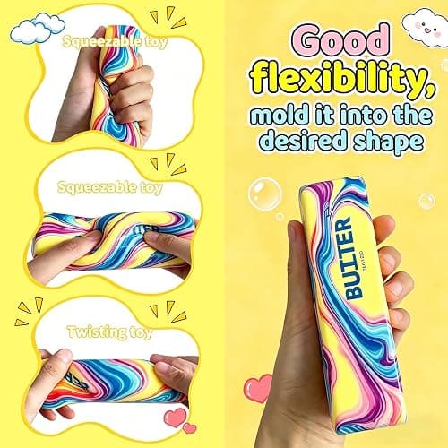 2 Packs Slow Rising Butter Squishy, Squishies Butter Squeeze Toys Pack Sensory Stress Relief Soft & Stretchy Fidget Toy for Party Favors Squishy Butter thumbnail 7