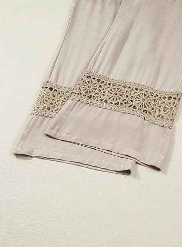 Dokotoo 2 Piece Sets for Women Summer Spaghetti Strap Tie Knot Top Lace Wide Leg Pants Set thumbnail 5