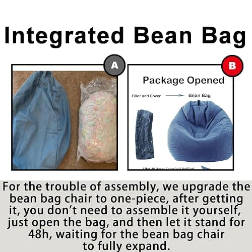 LPMOERA Bean Bag Chair Memory Foam Bean Bag Chairs for Kids/Teens with Filling Round Kids Bean Bag Chair for Living Room Bedroom College Dorm Reading Chair thumbnail 4