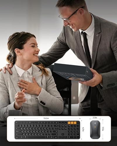 ProtoArc Backlit Bluetooth Keyboard and Mouse for Mac, KM100-A Multi-Device Wireless Keyboard Mouse for Mac, Full Size Rechargeable for MacBook Pro/Air, iPhone, iPad, Black thumbnail 7