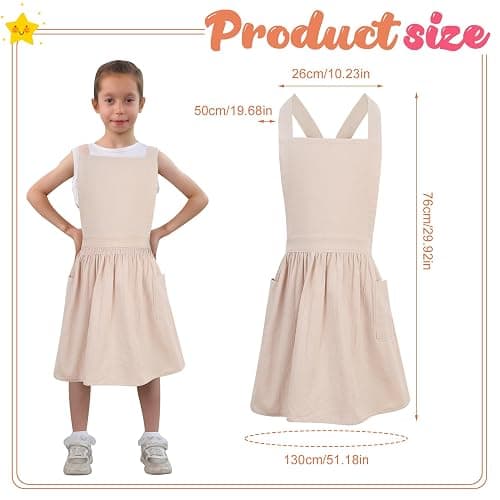 XLSXEXCL Kids Pinafore Apron, Cross Back Apron, Japanese Style Bib Aprons Home Clothes thumbnail 2