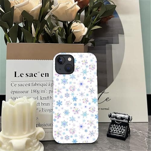 Flivro Case for iPhone 15, PC Hard Shell & Silicone Inner Bumper, Anti-Scratch Full-Body Cover Shockproof Slim Design -Iridescent Christmas Snow Flake Winter thumbnail 5