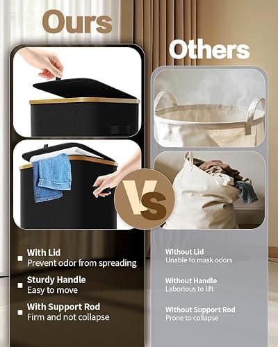 Laundry Hamper with Wheels, 75L Large Clothes Hamper with Removable Inner Bag, Collapsible Dirty Clothes Basket for Dorm, Rolling Dirty Clothes Basket for, Bedroom, Bathroom, Laundry Room thumbnail 6