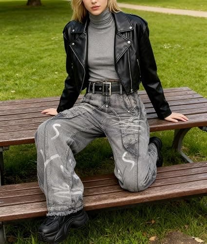 Y2k Retro High-Waisted Vintage Wide-Leg Jeans High-Street Heavy-Work Stripe Tie-Dye Jeans Unisex Floor-Length Pants thumbnail 5