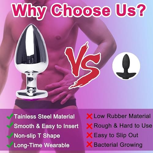 3 PCS Butt Plug, Stainless Steel Anal Plug in 3 Sizes, Anal Sex Toys for Men Women, Non-Slip Butt Plug Set Washable Rustproof for Gay Couples (7cm 8.2cm 9cm) (Pink) thumbnail 6