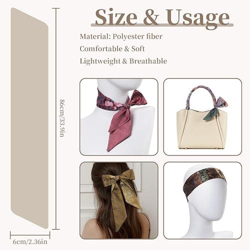 QIUTIMIY 4 Pack Purse Scarf Handbags Skinny Twill Hair Scarves Narrow Neck Scarf Band Women Fashion Accessories Bag Charms thumbnail 2