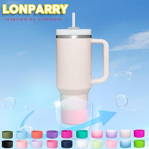 LONPARRY 2-Pack Silicone Boot for Stanley 40 30 oz Quencher Adventure Tumbler, IceFlow 30 20 oz, Stanley Cup Protector thumbnail 4