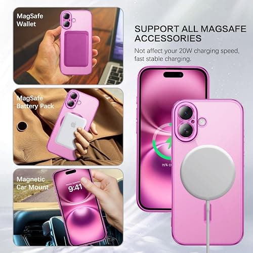 DUEDUE Magnetic Case for iPhone 16 Case Compatible with MagSafe Crystal Clear Phone Case iPhone 16 Slim Shockproof Protective Cover for iPhone 16 Phone Case 6.1 inch Pink thumbnail 2