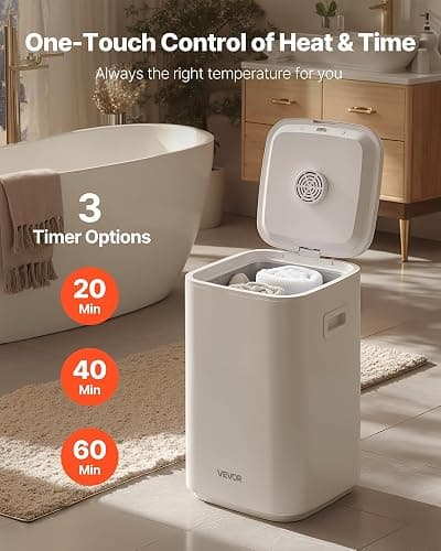VEVOR Towel Warmers for Bathroom, Towel Warmer Bucket with Child Lock & High-Temp Light & 24H Delay Timer & Auto Shut Off Fits up to 4 Oversized Towels, Blankets, Clothes, Bathrobes and More, White thumbnail 7