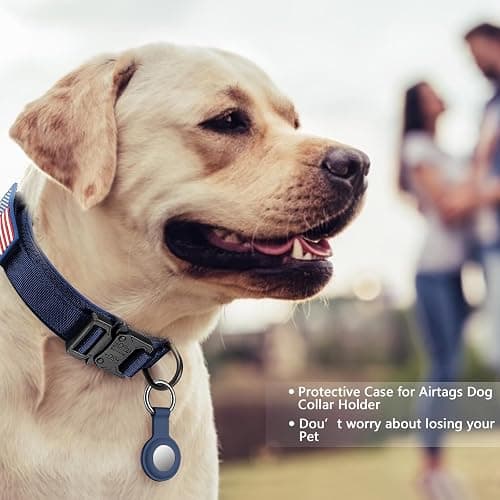 DAGANXI Tactical Dog Collar, Adjustable Military Training Nylon Dog Collar with Control Handle and Heavy Metal Buckle for Medium and Large Dogs, with Patches and Airtags Case (Midnight Blue, XL) thumbnail 2