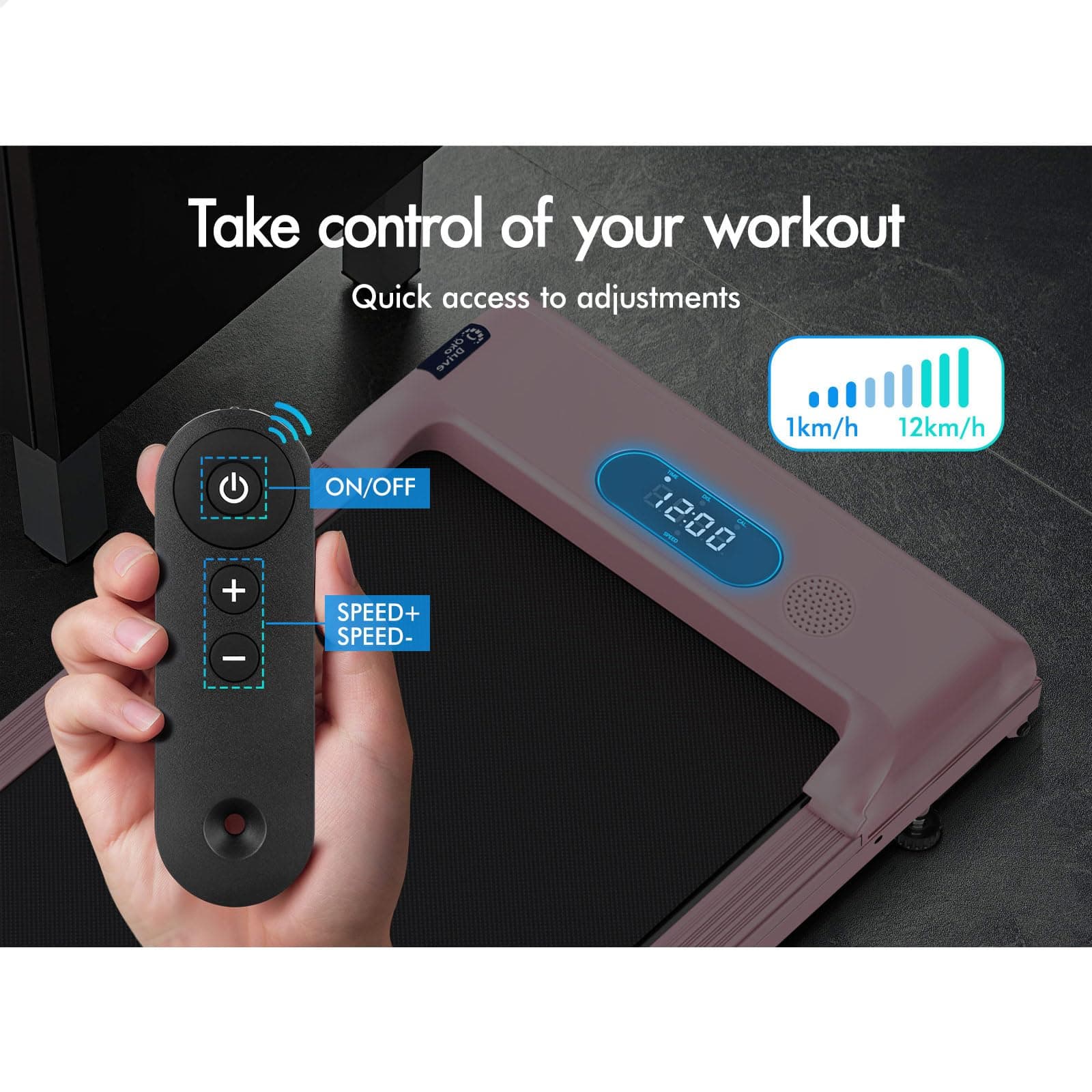 BLACK LORD Foldable Walking Pad Treadmill with Handle 2.4HP, 380mm Belt Running Machine for Home Gym, Portable Under Desk Treadmill Trainer with Remote Control, SL9-H Series thumbnail 7