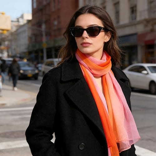 Rbenxia Long Chiffon Scarf Lightweight Sheer Scarf for Women Colorful Shawl for Spring Summer Beach Party Accessories thumbnail 5