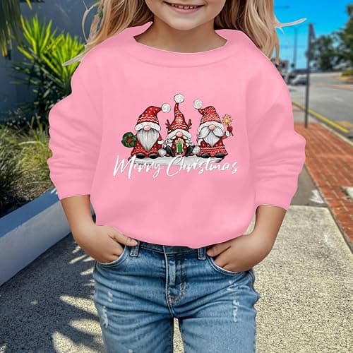 Christmas Outfit 12 Month Old Fall Clothes Girl's Long Sleeve Soft Sweatshirt Graphic Kids Cute Round Neck Short Sleeve thumbnail 2