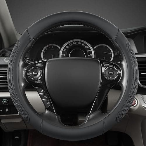 GIANT PANDA Microfiber Leather Steering Wheel Cover for Honda Accord,Civic,CR-V,HR-V,Pilot(Black-Standard Size) thumbnail 2