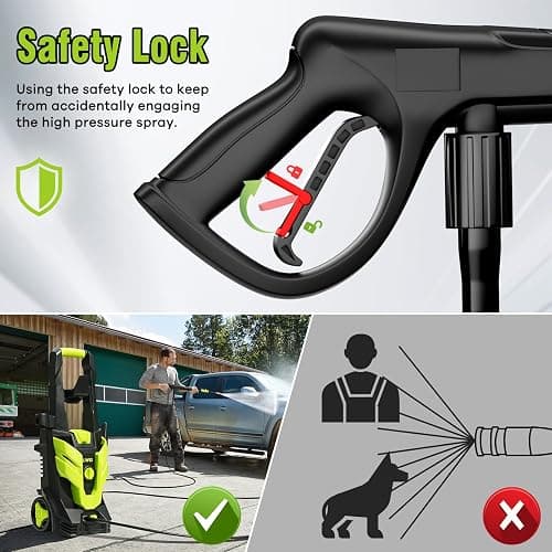 Electric Pressure Washer, 2.5 GPM Power Washer with 4 Quick Connect Nozzles, High Pressure Cleaning Machine with Foam Cannon for Cars/Fences/Driveways/Patios/Home Cleaning (Green) - Green thumbnail 5