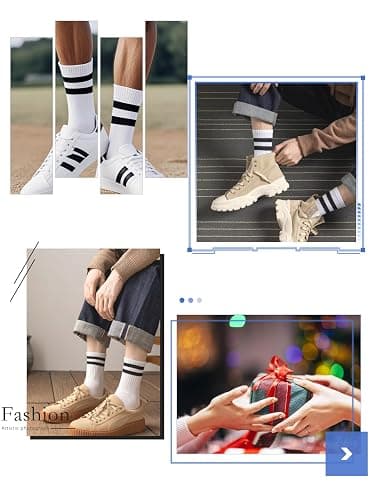 YUWELL Womens Striped Crew Socks, Cotton Socks for Women 4Pairs,Size 5-10 | Cozy Casual Socks thumbnail 6