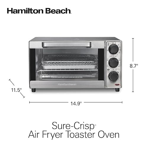 Hamilton Beach Sure-Crisp Air Fryer Toaster Oven Combo, Fits 9” Pizza, 4 Slice Capacity, Powerful Circulation, Auto Shutoff, Stainless Steel (31403) thumbnail 2