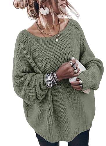 GUNEST Oversized Sweaters for Women Trendy Chunky Batwing Long Sleeve Casual Crewneck Ribbed Pullover Tunic Sweater - Image 1