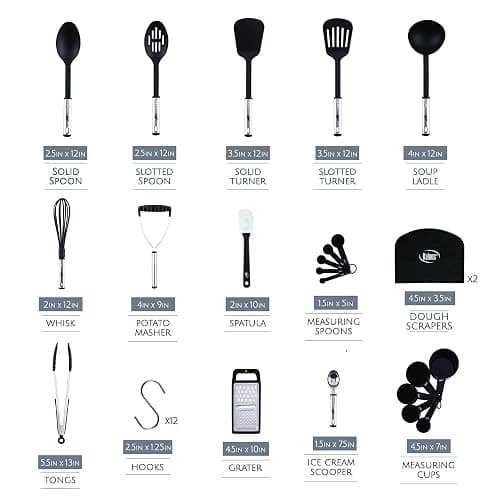 Kitchen Utensils Set 35 PCS Cooking Utensils Set, Nonstick and Heat Resistant Nylon Stainless Steel Silicone Spatula Set - Kitchen Gadgets Home Essentials Kitchen Accessories, Apartment Must Haves thumbnail 3