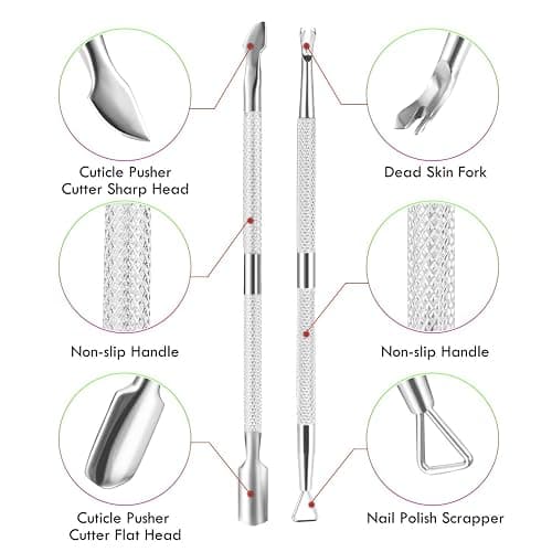 Cuticle Trimmer Cuticle Remover with Cuticle Pusher, XUNXMAS Professional Stainless Steel Durable Pedicure Manicure Tools Cutter Nipper Scissor Clipper for Fingernails and Toenails Dead Skin Silver thumbnail 4