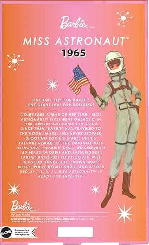Barbie Miss Astronaut Doll Collectible with Silver Suit, Space Boots & Helmet Accessory, 1965 Vintage Repro (Amazon Exclusive) thumbnail 7