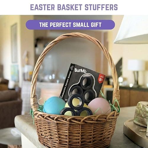 BunMo Easter Basket Stuffers - Fidget Rings - Black Magnetic Rings - Improved N45 Magnets, BPA-Free - Quiet Fidget Toy for Adults & Teens - Easter Basket Stuffers for Adults thumbnail 3