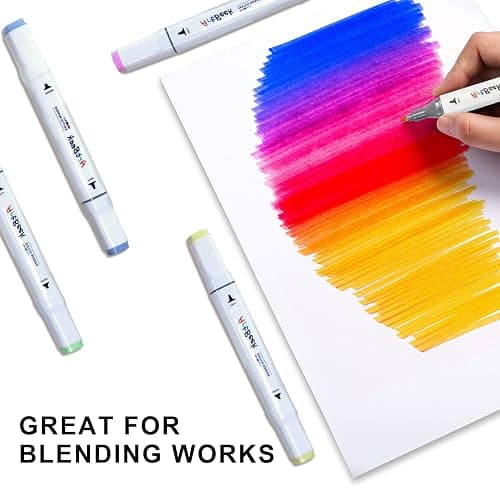 ArtBeek 80 Color Alcohol Markers Set, Coloring Markers for Adult Coloring Books No Bleeding, Dual Tip (Chisel & Fine Tip) thumbnail 6