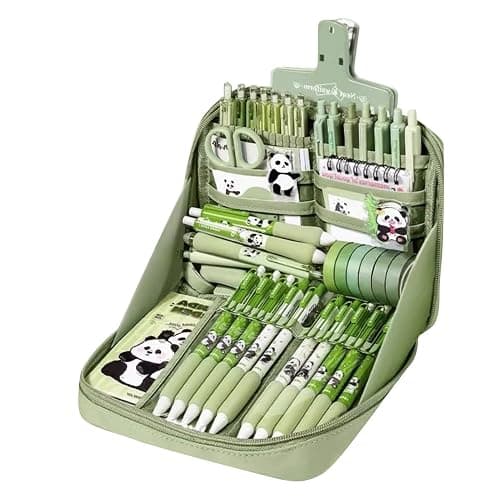 School Panda Set – Cute Stationery Supplies, Notebook Ruler Keychain, Pens Pencil Case Stickers Tab Kit With Adorable Pandas Feature | Girls Teens Students Boys Home Classroom Study Use thumbnail 9