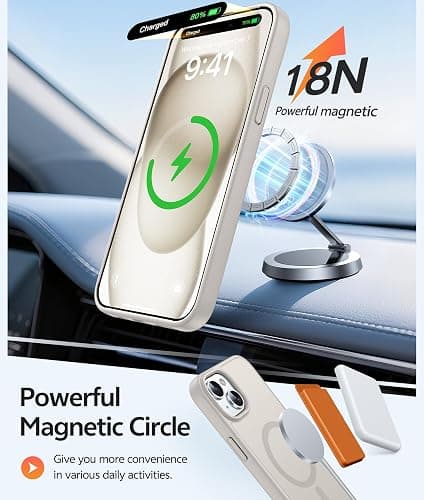 FNTCASE for iPhone 15 Case: for iPhone 14 Case & iPhone 13 Case [Compatible with Magsafe] Translucent Matte Cases with [Screen Protector] Military Grade Shockproof Protective Phone Cover - Off White thumbnail 3