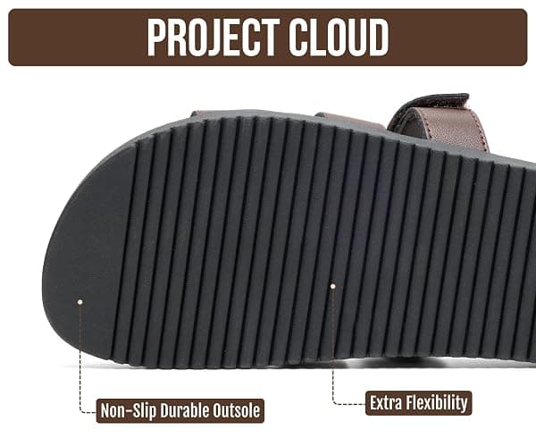 Project Cloud 100% Genuine Leather Sandals Women & Slides for Women (Mayvy) | Plush Soft Insole Water Resistant Beach Footwear - Stylish Womens Slides Comfortable Women Sandals - Non-Slip Outsole thumbnail 4