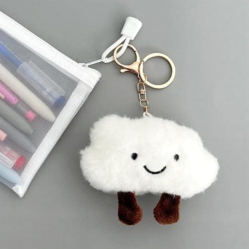 MOGITO Cute Cloud Keychain Plush Keyring, Fluffy Bag Charm Pendant for Women Girls, Soft Car Accessory for Backpack Purse Keys, plush keychain thumbnail 4
