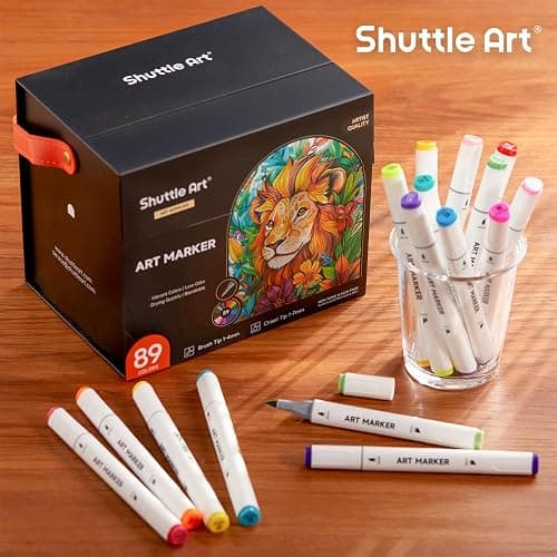 Shuttle Art Brush Tip Alcohol Markers, Dual Tip Brush & Chisel Tip Art Marker Set, 89 Colors Marker Pens with Organized Case Perfect for Illustration Kids Students Adults Coloring Sketching thumbnail 7