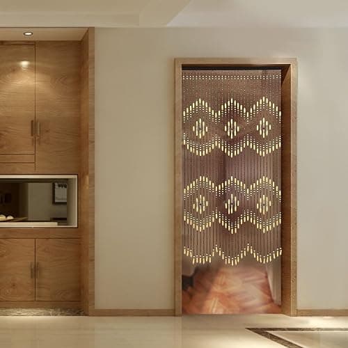 LOYALHEARTDY 35.43" X 68.9" Wooden Bead Curtain, Beige Curtain Beads for Doorway Roller Coating Hanging Beads Curtain for Home Decor Gift Set thumbnail 4