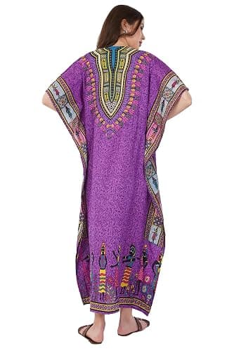 Divine threads Women African Print Kimono Cover Up V Neck Batwing Sleeve Plus Size Beach Kaftan Dresses thumbnail 4