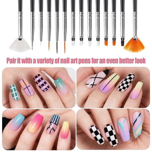 Artdone Nail Dotting Tools 32PCS Double-ended Nail Art Brushes Kit Nail Art Gel Polish Liner Brushes Design Pen For Nail Drawing And Nail Paint Brushes Small Detail Brushes thumbnail 2