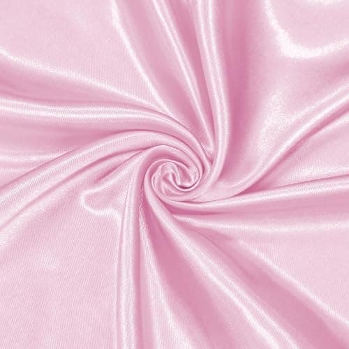 Homiest Pink Satin Fabric by The Yard, 5 Yards x 58 Inch Charmeuse Satin Fabric Silky & Shiny Cloth Fabric, Smooth Bridal Satin Fabric for Wedding Dress, Clothing Making, DIY Crafts, Sewing - Image 1