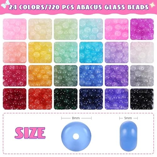 720pcs Abacus Glass Beads for Bracelet, Rondelle Beads for Jewelry Making | 24 Colors Gemstone Crystal Beads Spacer Bead for Bracelet Necklace DIY Crafts Jewelry Making, 5x8mm thumbnail 3