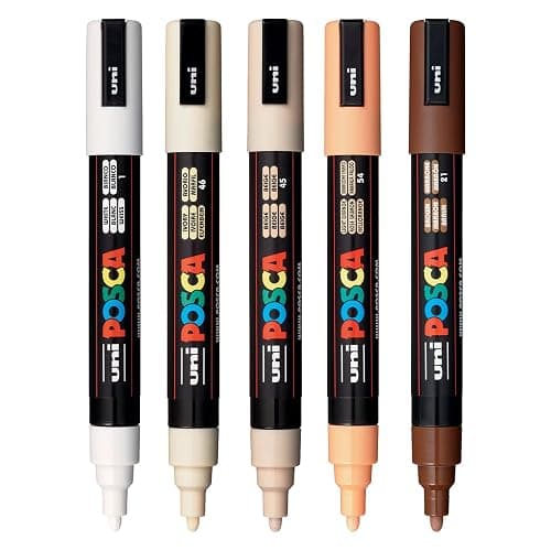 posca Paint Art Markers, Set of 5 5M Medium Markers with Reversible Tips, Neutral Collection - Image 1