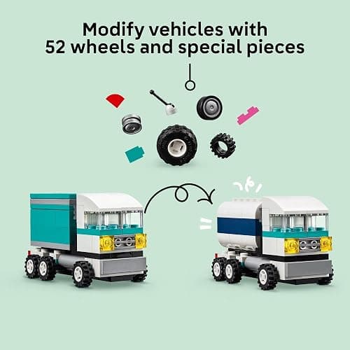 LEGO Classic Creative Vehicles, Colorful Construction Brick Building Kit with Ice Cream Truck, Police Car Toy, Model City Cars and More, Gift or Car Toy for Boys, Girls and Kids Ages 5 and Up, 11036 thumbnail 4