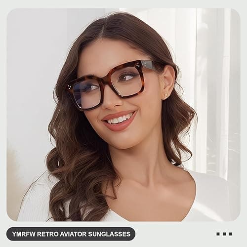 YMRFW Ovresized Blue Light Blocking Glasses for Women Men Square Computer TV Eyeglasses thumbnail 2