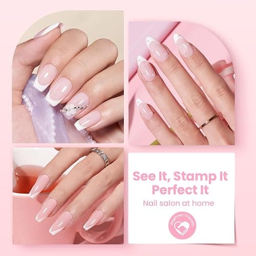 Beetles French Tip Tool Nail Stamp 6Pcs Silicone French Tips Stamp Set | Replacement Stamper Heads and Scrapers Silicone Nail Art Printing Stuff for Home DIY Salon Manicure Tools Gifts for Girls thumbnail 3