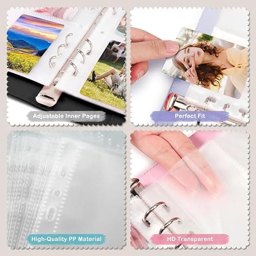 A5 Kpop Photocard Binder with 30 Pack 4-Pocket Card Pages, 6 Ring A5 Binder Card Collector Album with 240 Card Slots,PU Leather Binder Cover with Magnetic Buckle Closure for Organizing Trading Card thumbnail 5