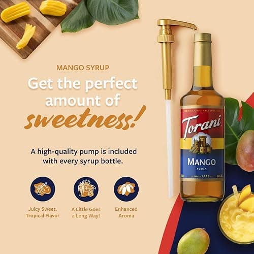 Torani Mango Syrup for Drinks, Flavoring for Iced Tea, Lemonade, and Sodas, Glass Bottle with Pump Included, 25.4 Fl Oz thumbnail 3