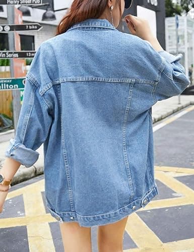 Omoone Oversized Denim Jacket - Denim Blue thumbnail 7