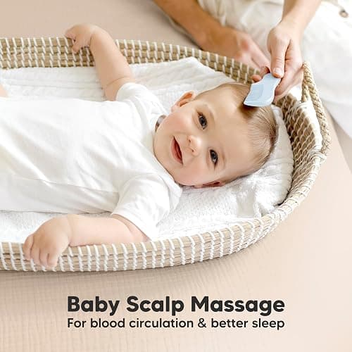 Baby Hair Brush Set for Newborns - Soft Goat Bristle Wooden Baby Brush and Comb Set Newborn Grooming Kit for Cradle Cap, Durable & Gentle, Boy, Girl Infant Essentials Care Kit (Oval, Frost) thumbnail 5