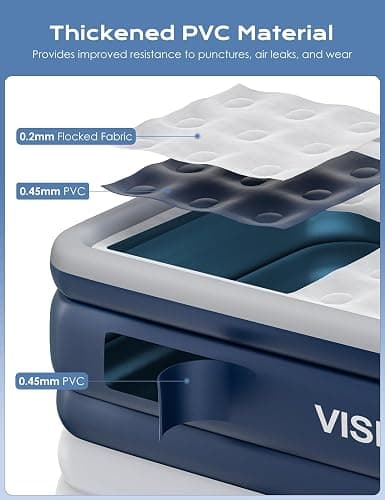 Twin Air Mattress with Built in Pump Raised, 18'' High Inflatable Mattress Electric Blow Up Mattress Fast Blow Up Bed Tall Comfortable Airbed for Camping, Home Guests, Travel w/ Storage Bag 550Lbs Max thumbnail 5