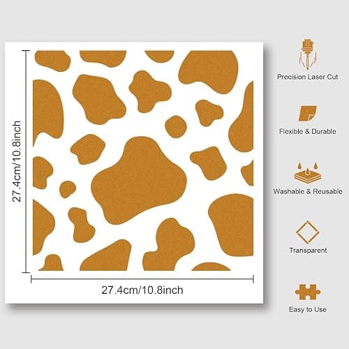 NBEADS Cow Spots Stencil, Reusable Stencils Square DIY Craft and Painting Wall Stencils 11.8×11.8 Inch for Painting on Wood Canvas Paper Furniture Wall thumbnail 3