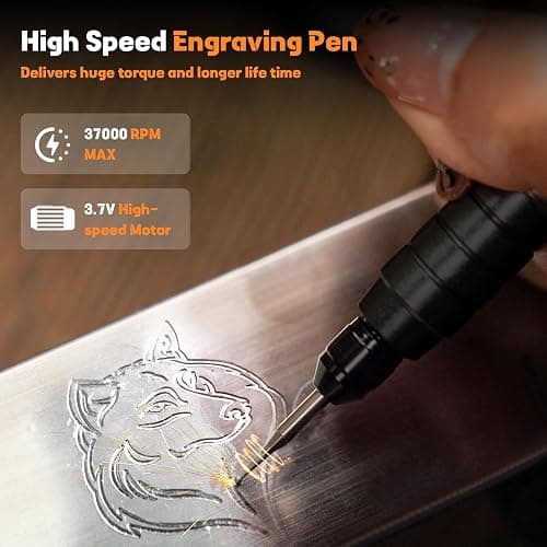 HARDELL Engraving Pen, Cordless Engraving Tool with 37000RPM, USB Rechargeable Metal Pen Engraver for Artists & DIYers, Electric Engraving Pen for Metal, Wood, Glass and Plastic - Beginner Friendly thumbnail 3