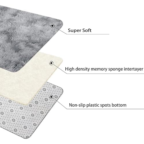 Achiiso Long Pile Shaggy-Rugs, Anti-Slip Fluffy Soft Area Rugs,Comfy RectangularRugs for Bedroom,Living Room,Kids Room (Light Grey,60x120 cm) thumbnail 4